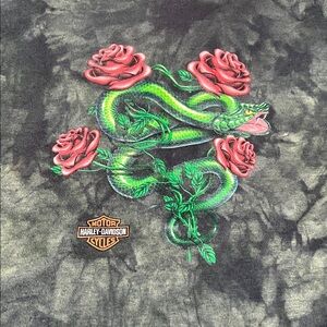 Harley Davidson Green Tie Dye Graphic Hoodie Girls Size Large